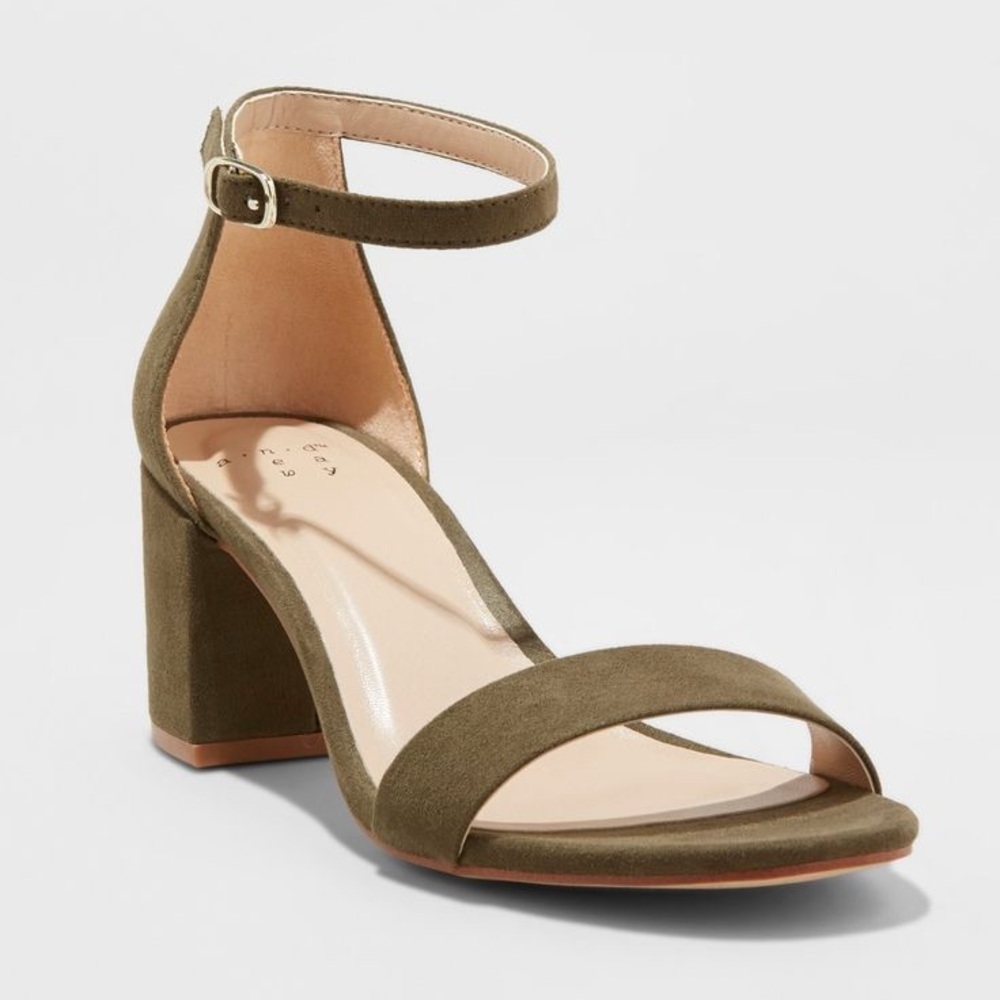 Merona olive green 2in heel sandal